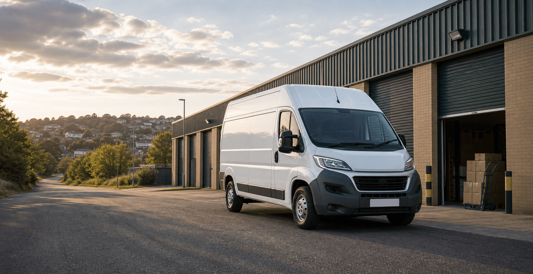Modern self-drive rental van ready for loading in High Wycombe